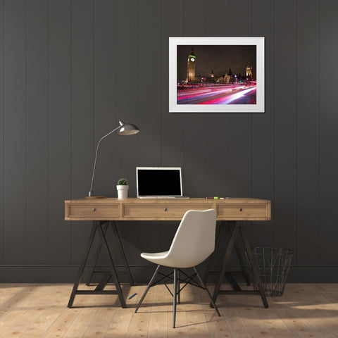 Big Ben at night White Modern Wood Framed Art Print by Frank, Assaf