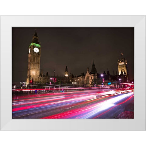 Big Ben at night White Modern Wood Framed Art Print by Frank, Assaf