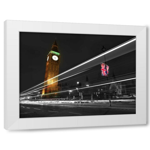 Big Ben at night White Modern Wood Framed Art Print by Frank, Assaf