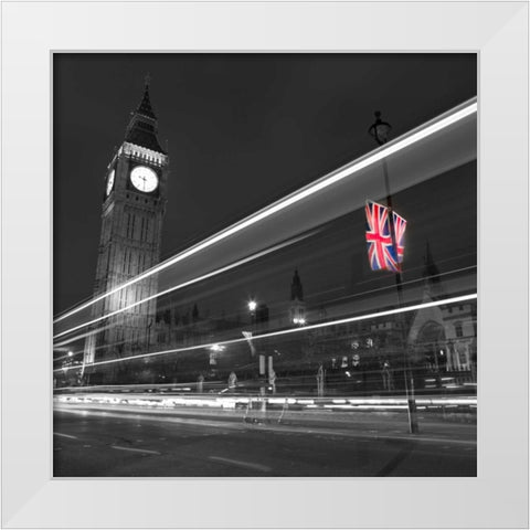 Big Ben at night White Modern Wood Framed Art Print by Frank, Assaf