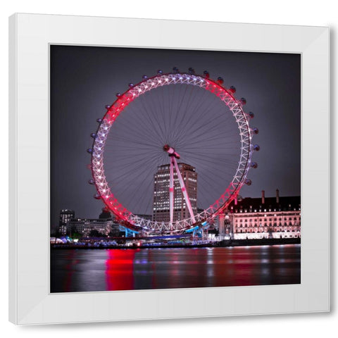 London Eye at night White Modern Wood Framed Art Print by Frank, Assaf