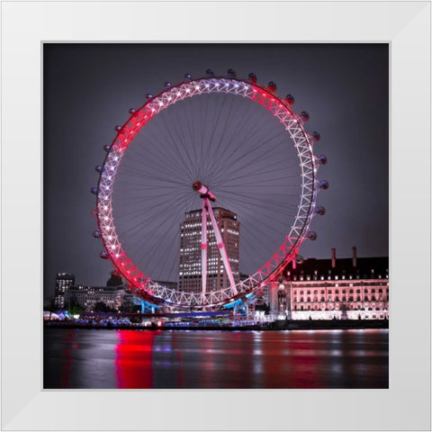 London Eye at night White Modern Wood Framed Art Print by Frank, Assaf