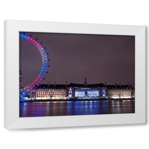County Hall, London, at night White Modern Wood Framed Art Print by Frank, Assaf