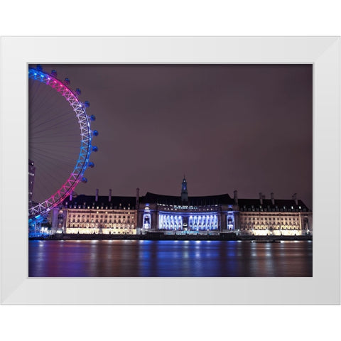 County Hall, London, at night White Modern Wood Framed Art Print by Frank, Assaf