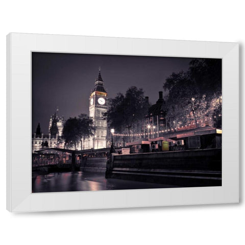 Big Ben at night White Modern Wood Framed Art Print by Frank, Assaf