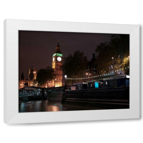 Big Ben at night White Modern Wood Framed Art Print by Frank, Assaf