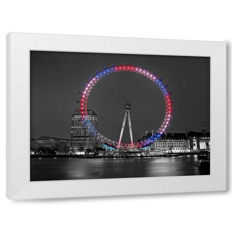 London Eye at night White Modern Wood Framed Art Print by Frank, Assaf