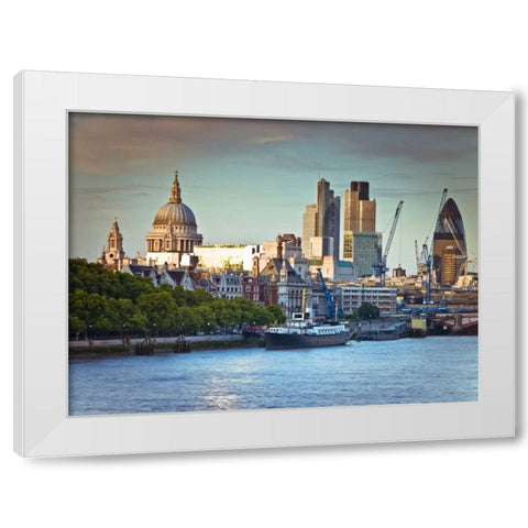 London skyline over the river Thames White Modern Wood Framed Art Print by Frank, Assaf