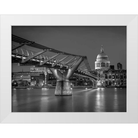 The Millennium bridge and St Pauls cathedral in London, UK White Modern Wood Framed Art Print by Frank, Assaf