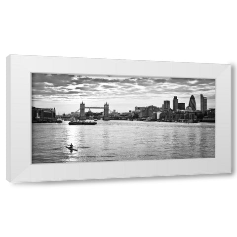 London skyline over river Thames White Modern Wood Framed Art Print by Frank, Assaf