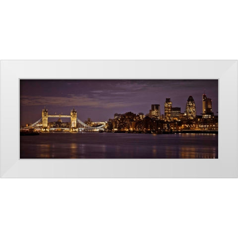 London skyline over river Thames White Modern Wood Framed Art Print by Frank, Assaf
