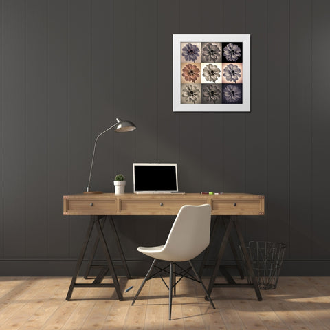 Collage of Dahlias flowers White Modern Wood Framed Art Print by Frank, Assaf