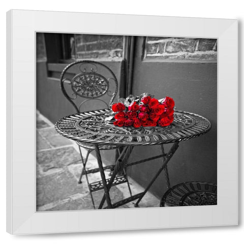 Bunch of roses on a table White Modern Wood Framed Art Print by Frank, Assaf