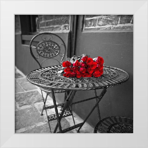 Bunch of roses on a table White Modern Wood Framed Art Print by Frank, Assaf