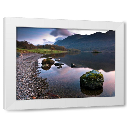 Rocks and still lake White Modern Wood Framed Art Print by Frank, Assaf