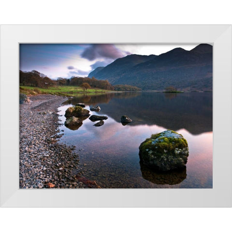 Rocks and still lake White Modern Wood Framed Art Print by Frank, Assaf