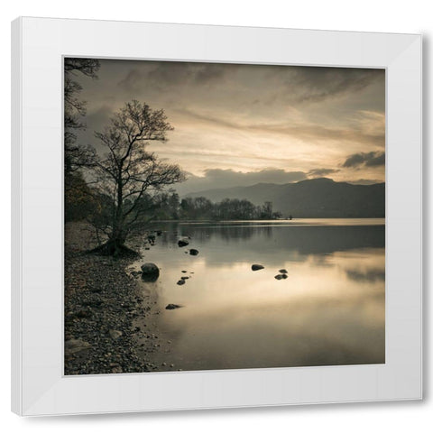 Still lake at dusk White Modern Wood Framed Art Print by Frank, Assaf