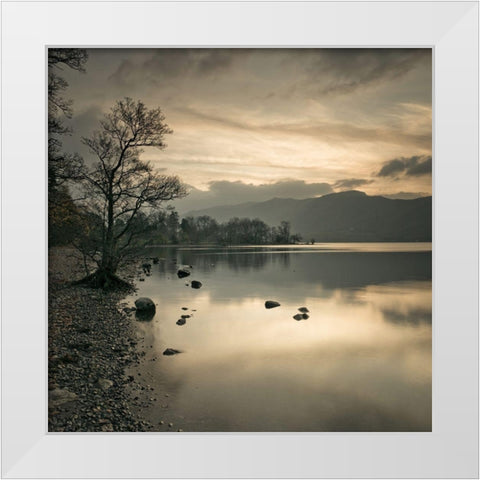 Still lake at dusk White Modern Wood Framed Art Print by Frank, Assaf