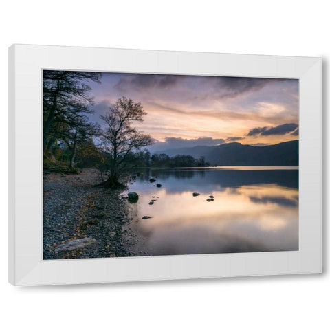 Still lake at dusk White Modern Wood Framed Art Print by Frank, Assaf