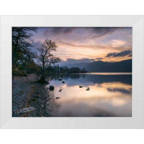 Still lake at dusk White Modern Wood Framed Art Print by Frank, Assaf