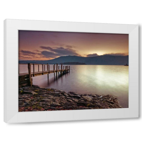 Tranquil beach White Modern Wood Framed Art Print by Frank, Assaf