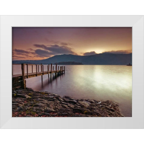 Tranquil beach White Modern Wood Framed Art Print by Frank, Assaf