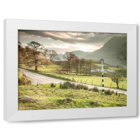 Country road-Lake district White Modern Wood Framed Art Print by Frank, Assaf