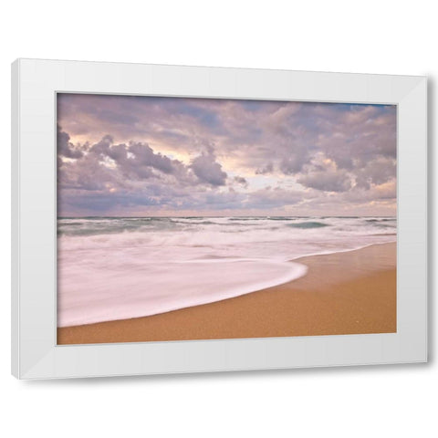 Tranquil beach White Modern Wood Framed Art Print by Frank, Assaf