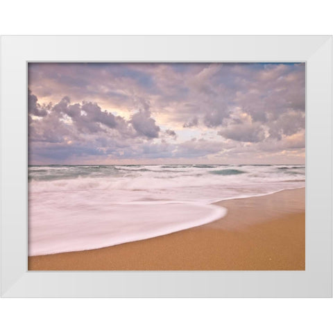 Tranquil beach White Modern Wood Framed Art Print by Frank, Assaf