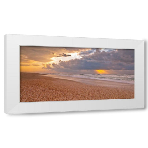Beach at sunset, Palmachim, Israel White Modern Wood Framed Art Print by Frank, Assaf