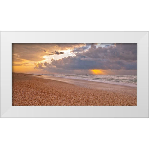 Beach at sunset, Palmachim, Israel White Modern Wood Framed Art Print by Frank, Assaf