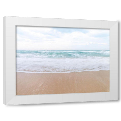 Calm beach White Modern Wood Framed Art Print by Frank, Assaf