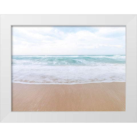 Calm beach White Modern Wood Framed Art Print by Frank, Assaf