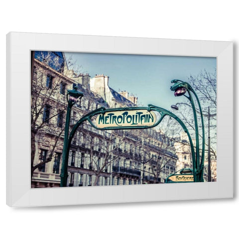 Paris Metro sign White Modern Wood Framed Art Print by Frank, Assaf