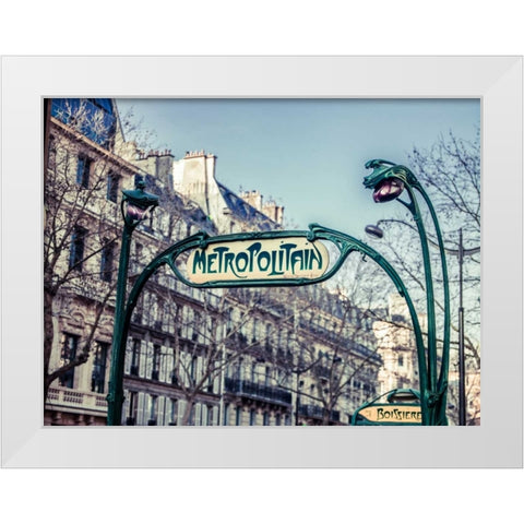 Paris Metro sign White Modern Wood Framed Art Print by Frank, Assaf