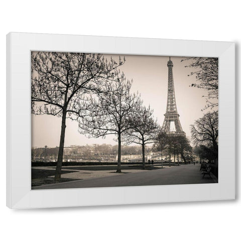 Pathway to Eiffel tower-Paris White Modern Wood Framed Art Print by Frank, Assaf