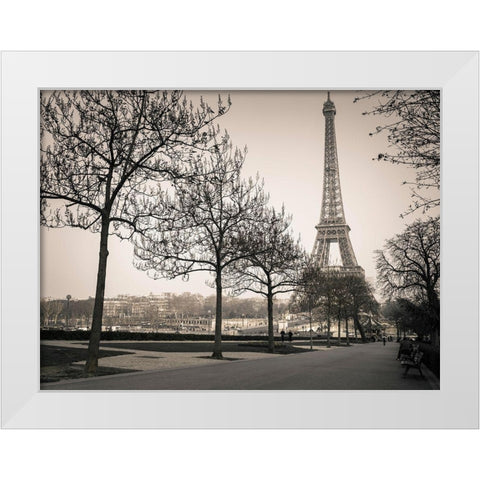 Pathway to Eiffel tower-Paris White Modern Wood Framed Art Print by Frank, Assaf