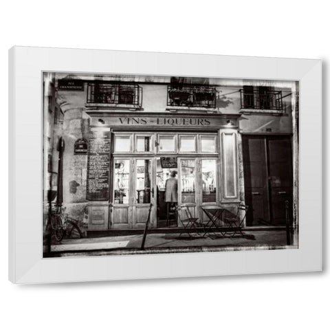 Cafe on street of Montmartre, Paris White Modern Wood Framed Art Print by Frank, Assaf