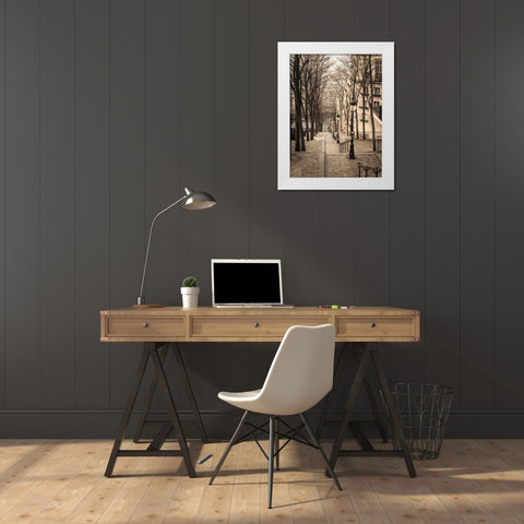 The famous staircase in Montmartre, Paris, France White Modern Wood Framed Art Print by Frank, Assaf
