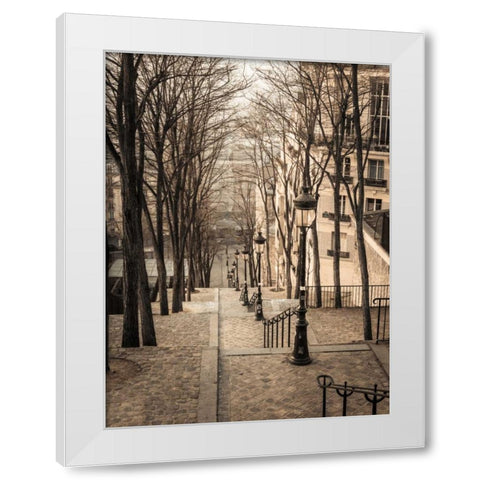 The famous staircase in Montmartre, Paris, France White Modern Wood Framed Art Print by Frank, Assaf