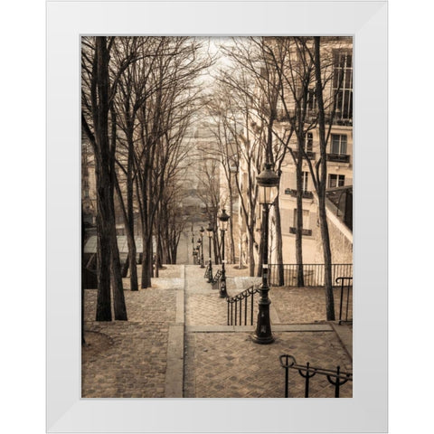 The famous staircase in Montmartre, Paris, France White Modern Wood Framed Art Print by Frank, Assaf