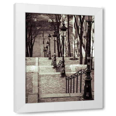 The famous staircase in Montmartre-Paris-France White Modern Wood Framed Art Print by Frank, Assaf