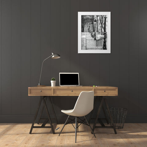The famous staircase in Montmartre-Paris-France White Modern Wood Framed Art Print by Frank, Assaf