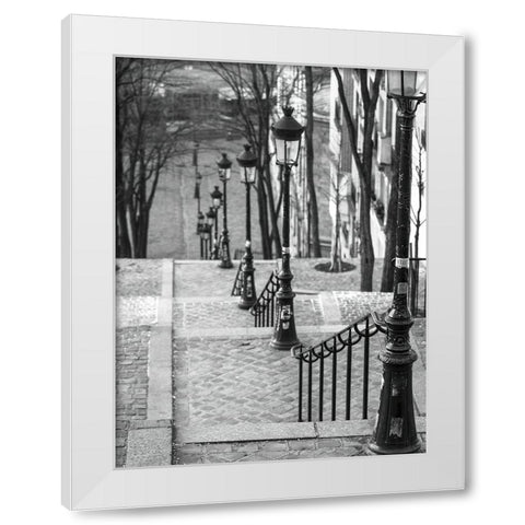 The famous staircase in Montmartre-Paris-France White Modern Wood Framed Art Print by Frank, Assaf