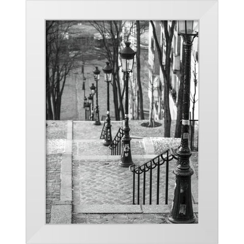 The famous staircase in Montmartre-Paris-France White Modern Wood Framed Art Print by Frank, Assaf
