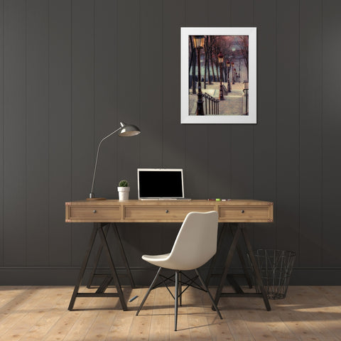 The famous staircase in Montmartre, Paris, France White Modern Wood Framed Art Print by Frank, Assaf