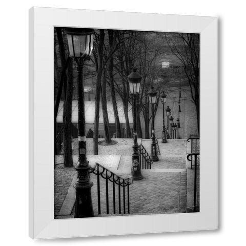 The famous staircase in Montmartre, Paris, France White Modern Wood Framed Art Print by Frank, Assaf