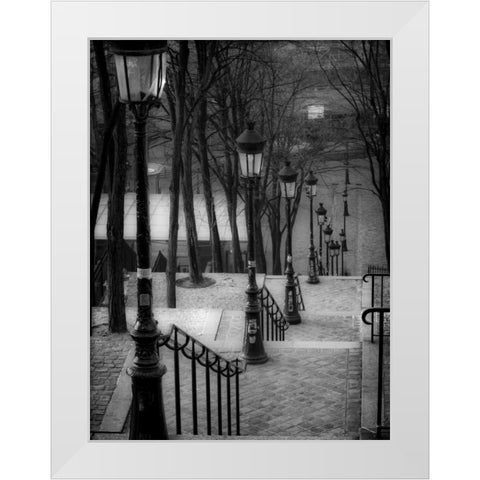 The famous staircase in Montmartre, Paris, France White Modern Wood Framed Art Print by Frank, Assaf