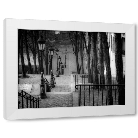 The famous staircase in Montmartre, Paris, France White Modern Wood Framed Art Print by Frank, Assaf