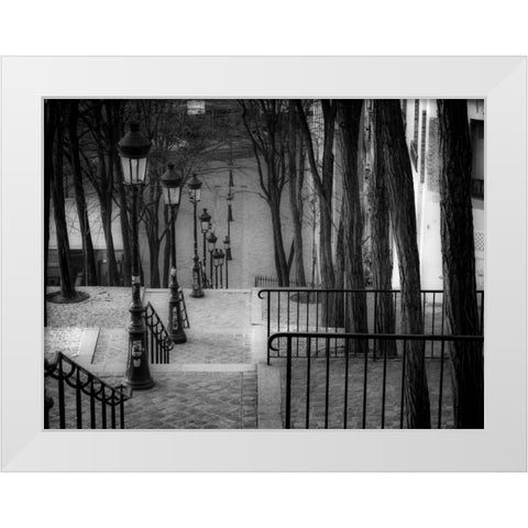 The famous staircase in Montmartre, Paris, France White Modern Wood Framed Art Print by Frank, Assaf